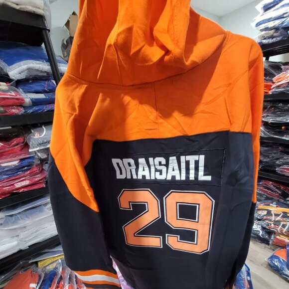 extra thick edmonton oilers (leon draisatl) jersey hoodie in black !! - Picture 1 of 3